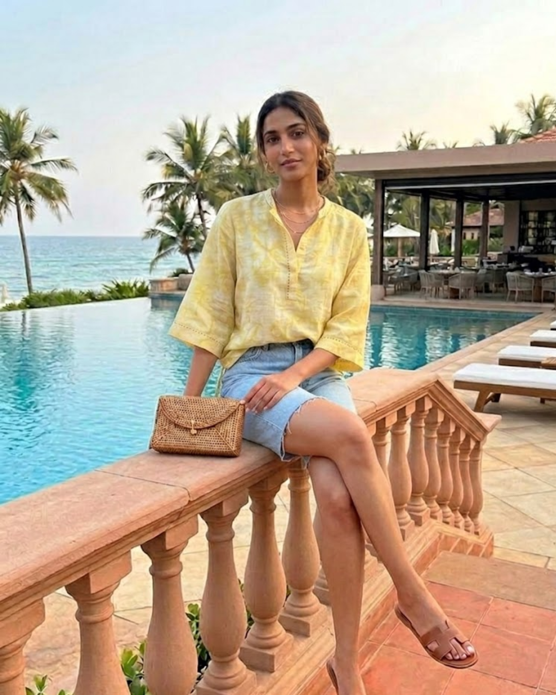 Butter Yellow Linen Printed Shirt