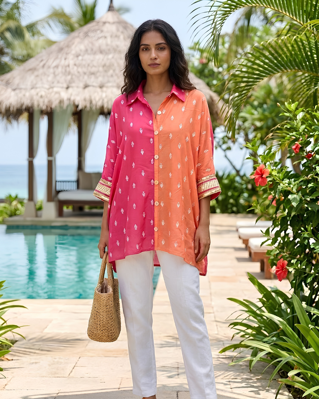 Peach & Pink Kimono Shirt