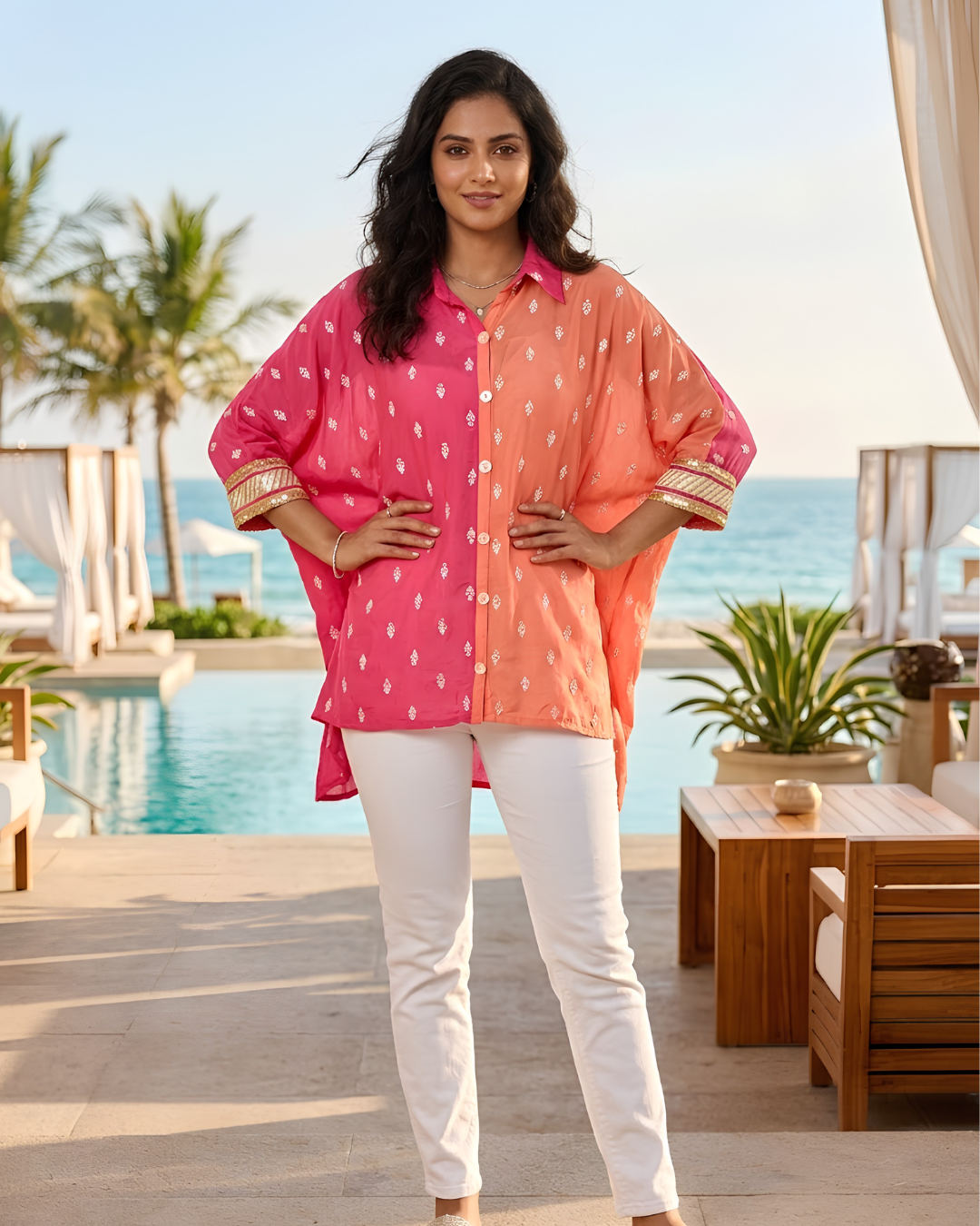 Peach & Pink Kimono Shirt