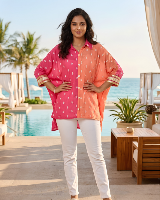 Peach & Pink Kimono Shirt