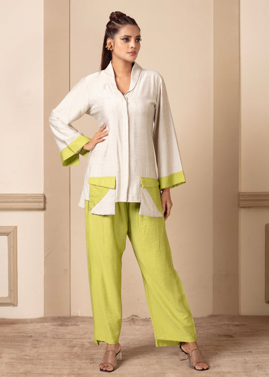 Lime Green Colourblocking Cord Set