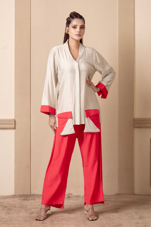 Coral Colourblocking Cord Set