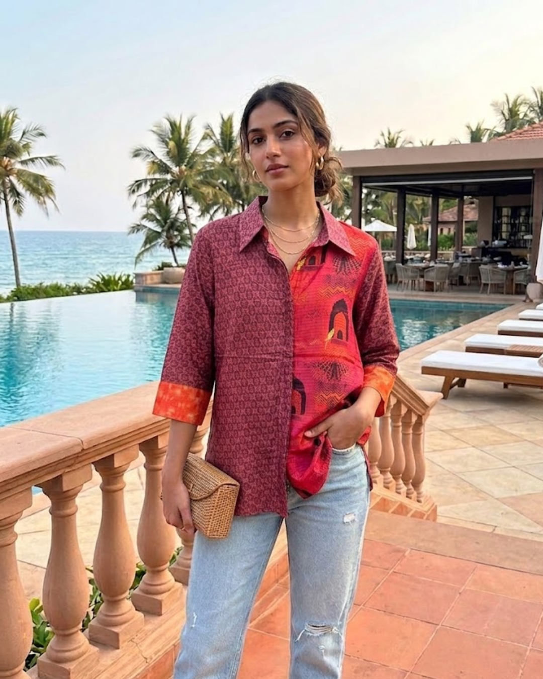 Pink Printed Silk Shirt