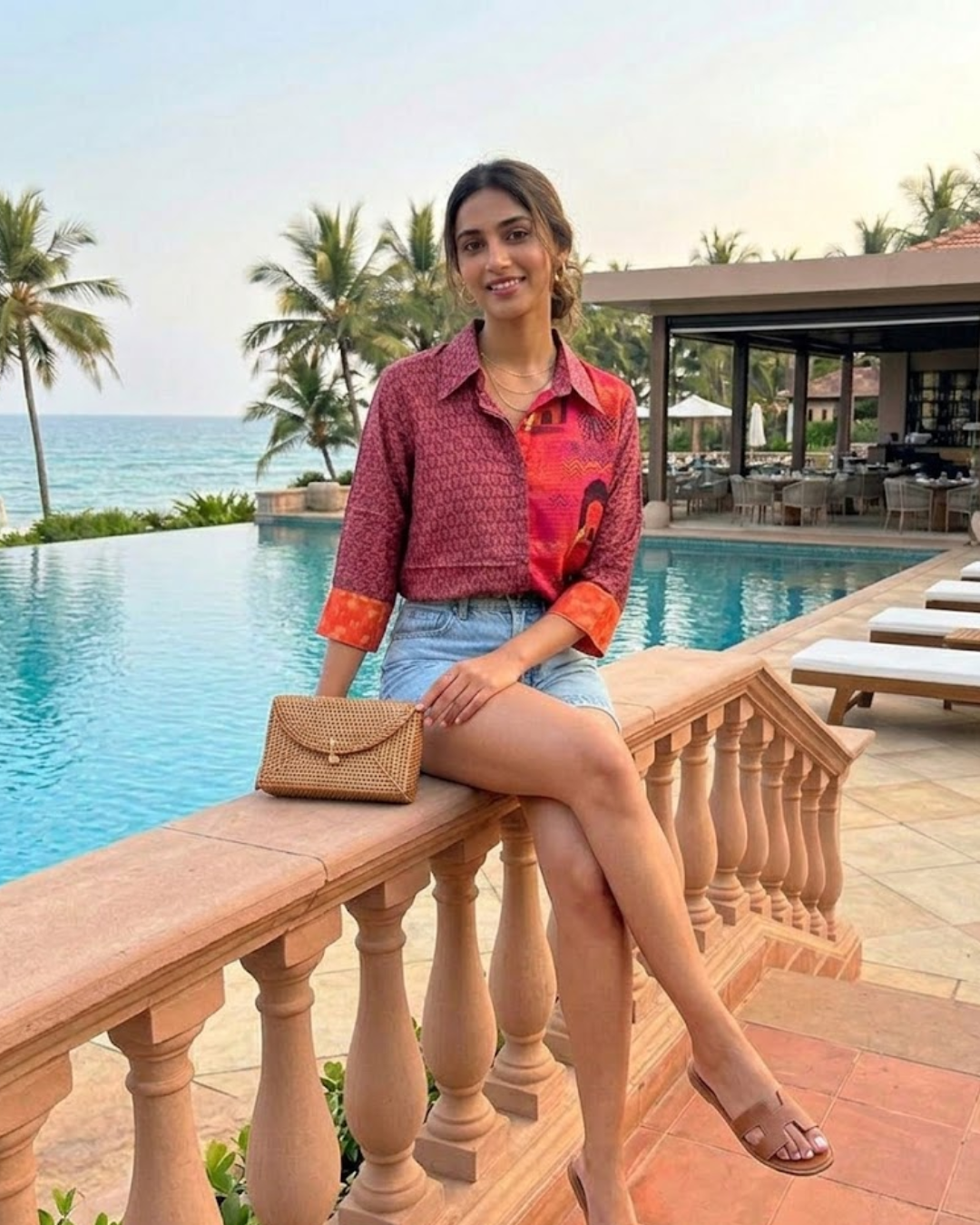 Pink Printed Silk Shirt