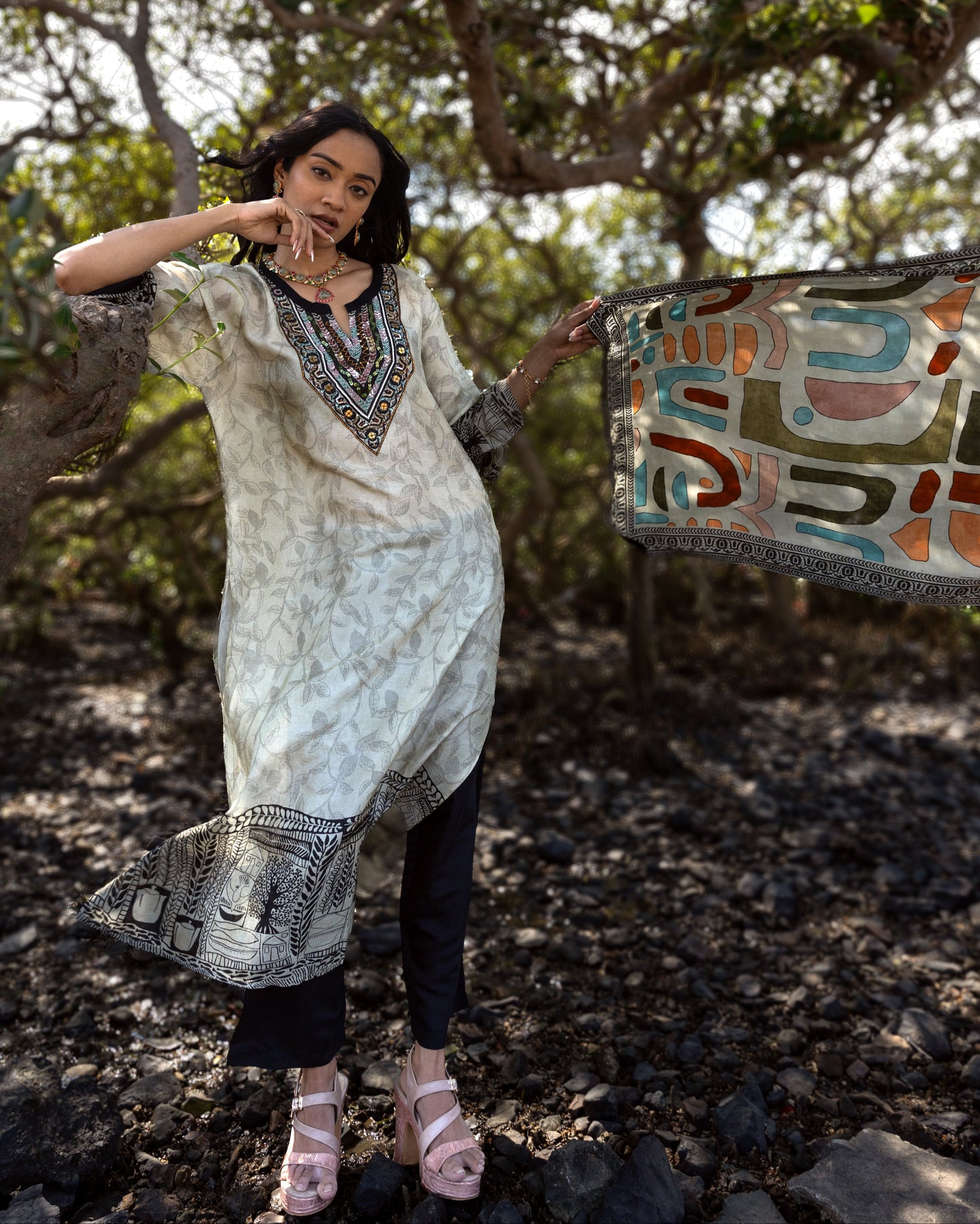 Black & White Printed Suit