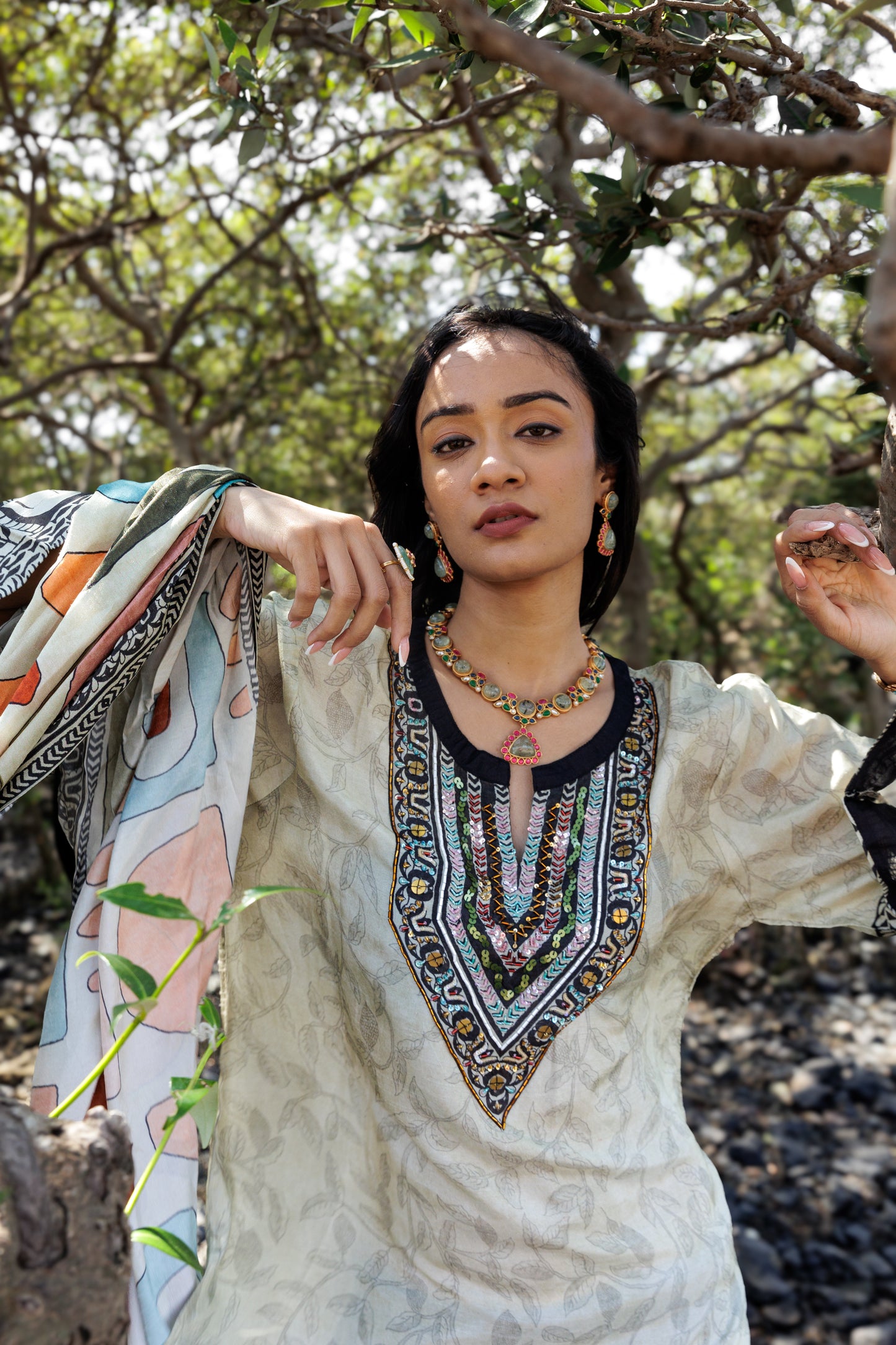 Black & White Printed Suit