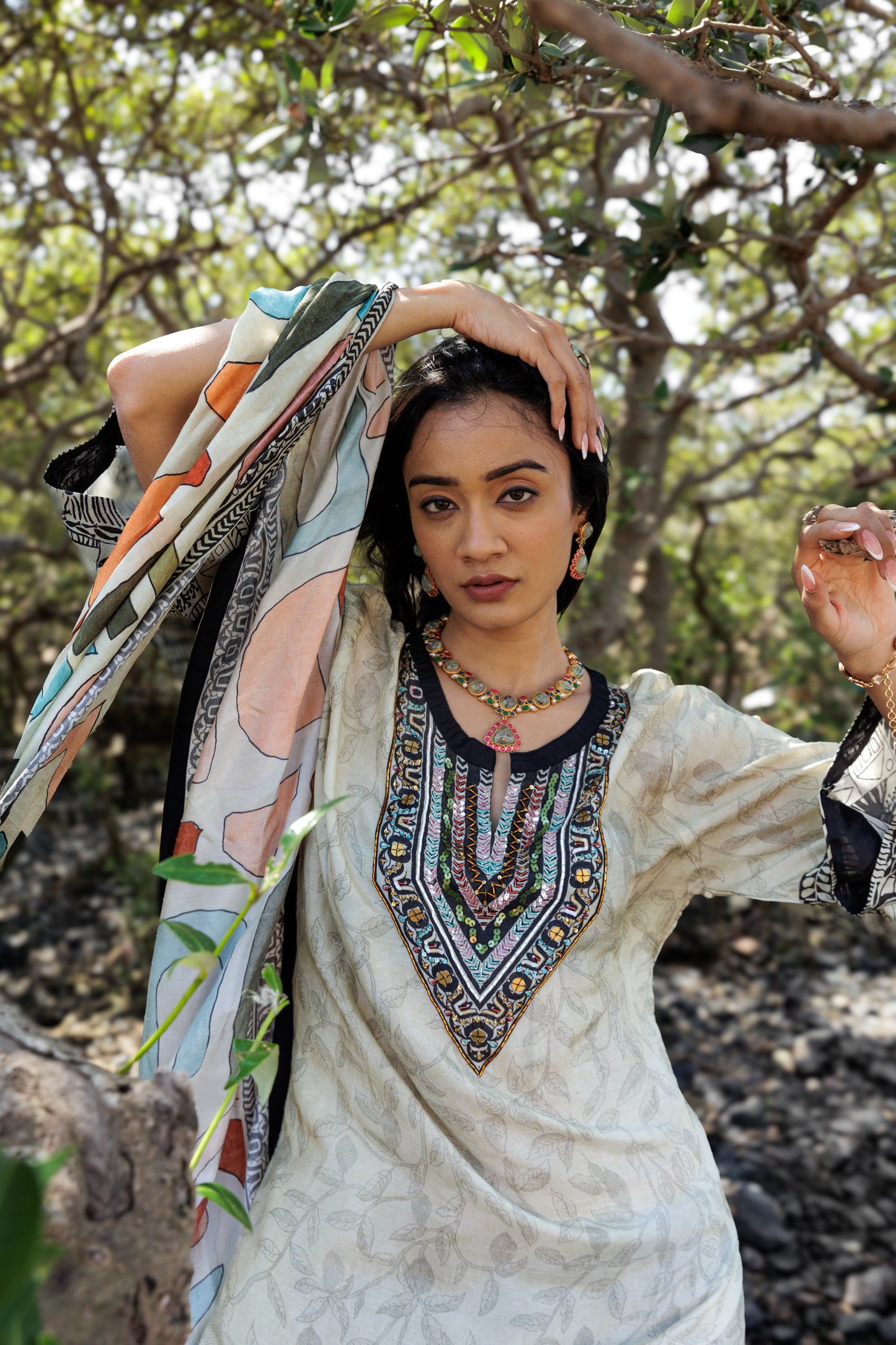 Black & White Printed Suit