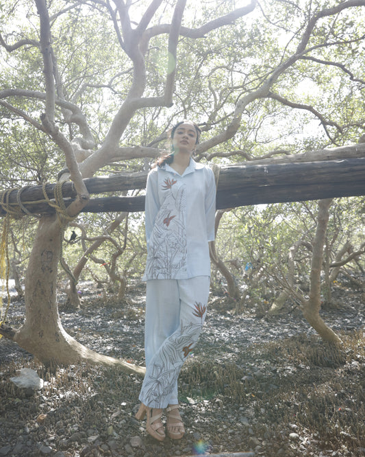 Powder Blue Embroiderd Cord Set