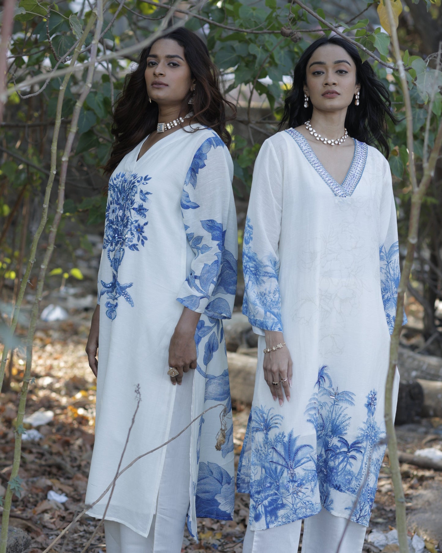 Off White printed Kurti Set