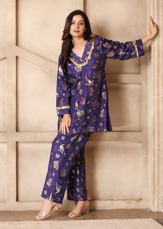 Purple Brocade Cord Set