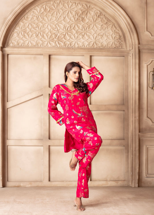 Rani Pink Brocade Cord Set