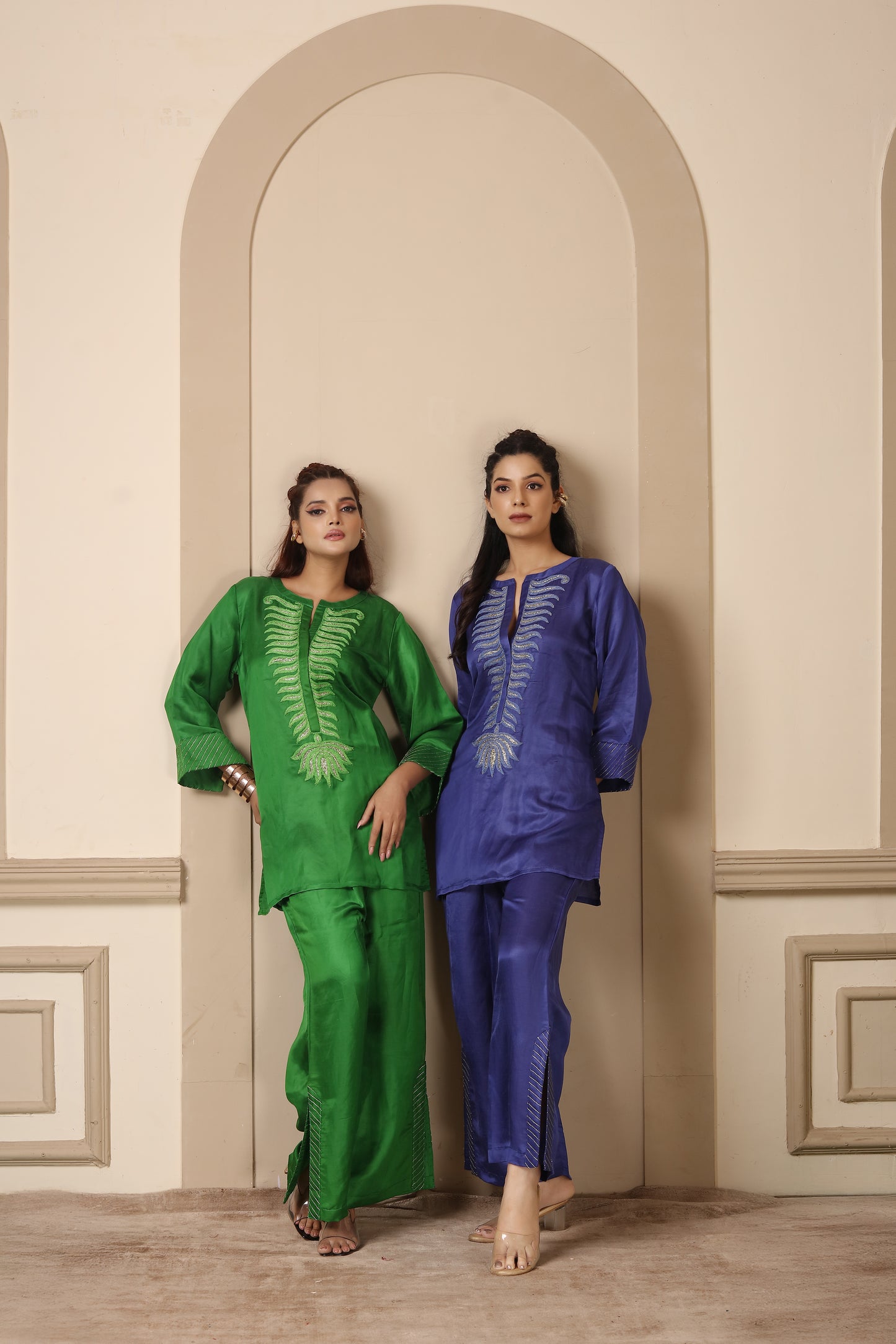 Emerald Green Embroidered Cord Set