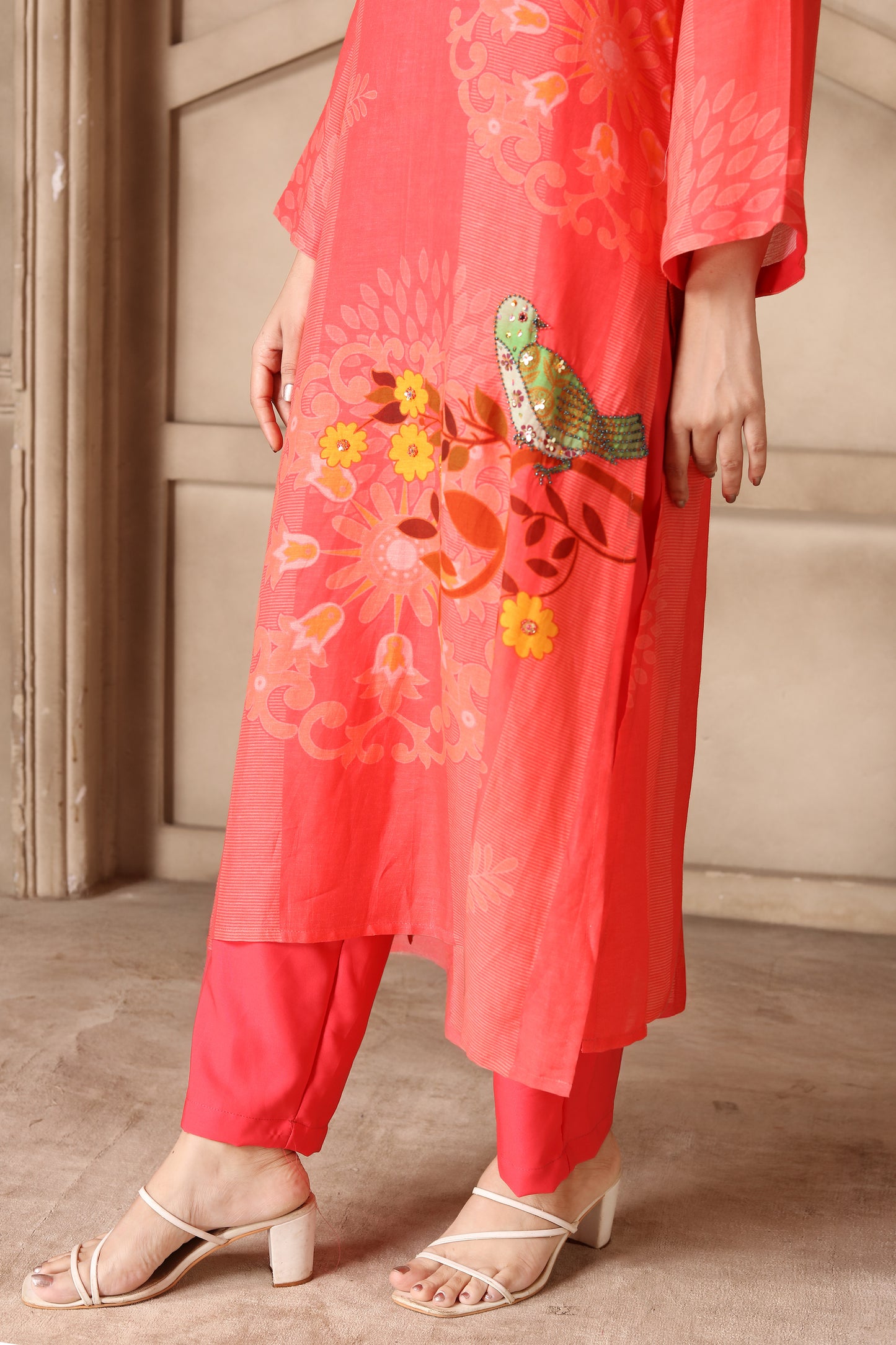Coral Printed Kurti Set