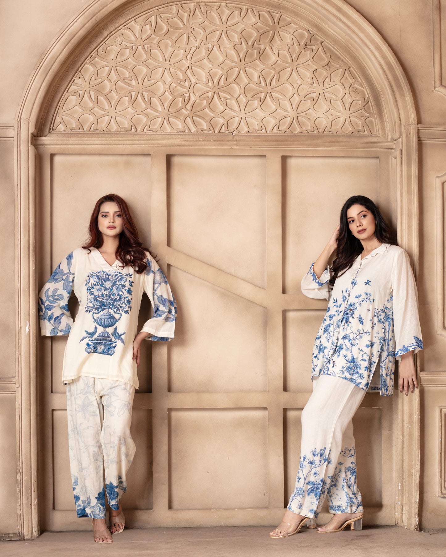 Blue & White Printed Cord Set