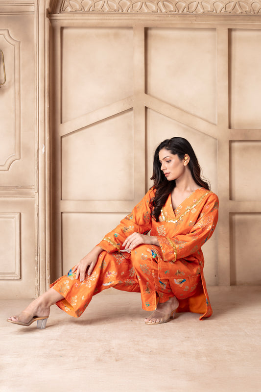 Orange Brocade Cord Set