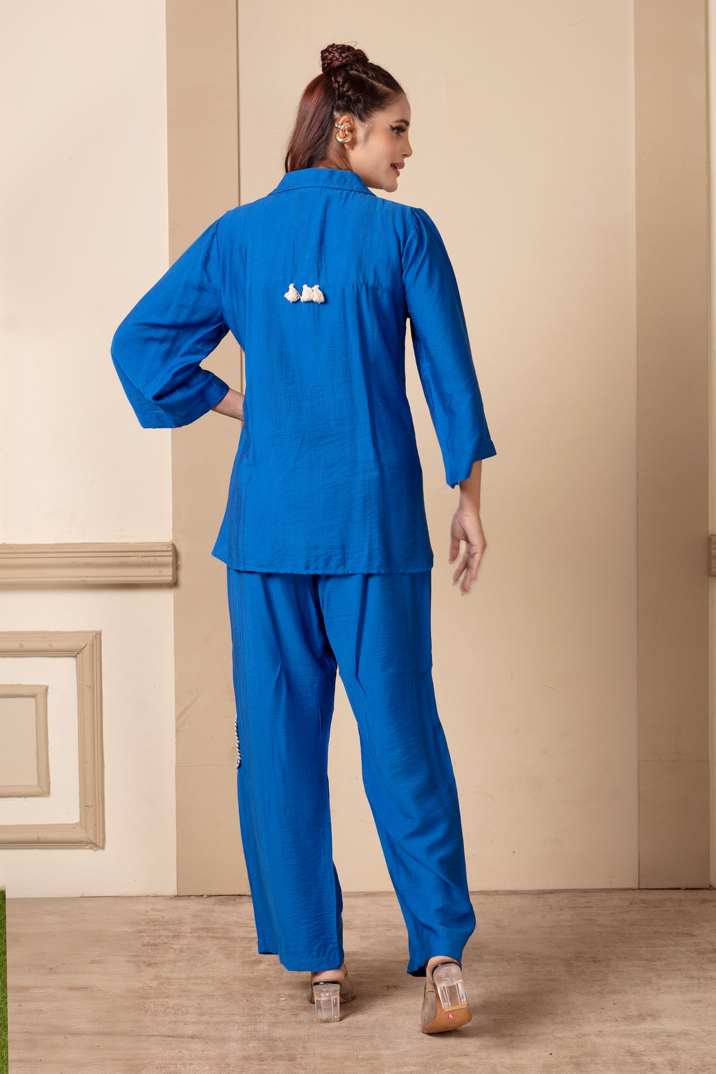 Blue Floral Cord Set