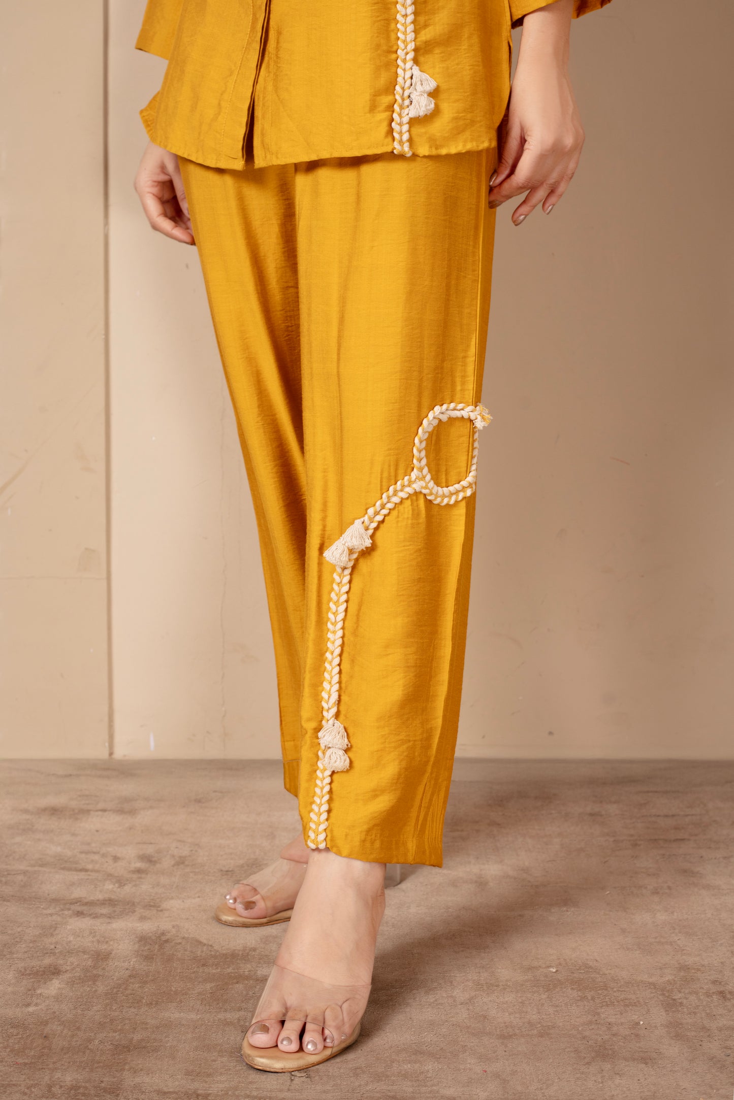 Yellow Floral Cord Set