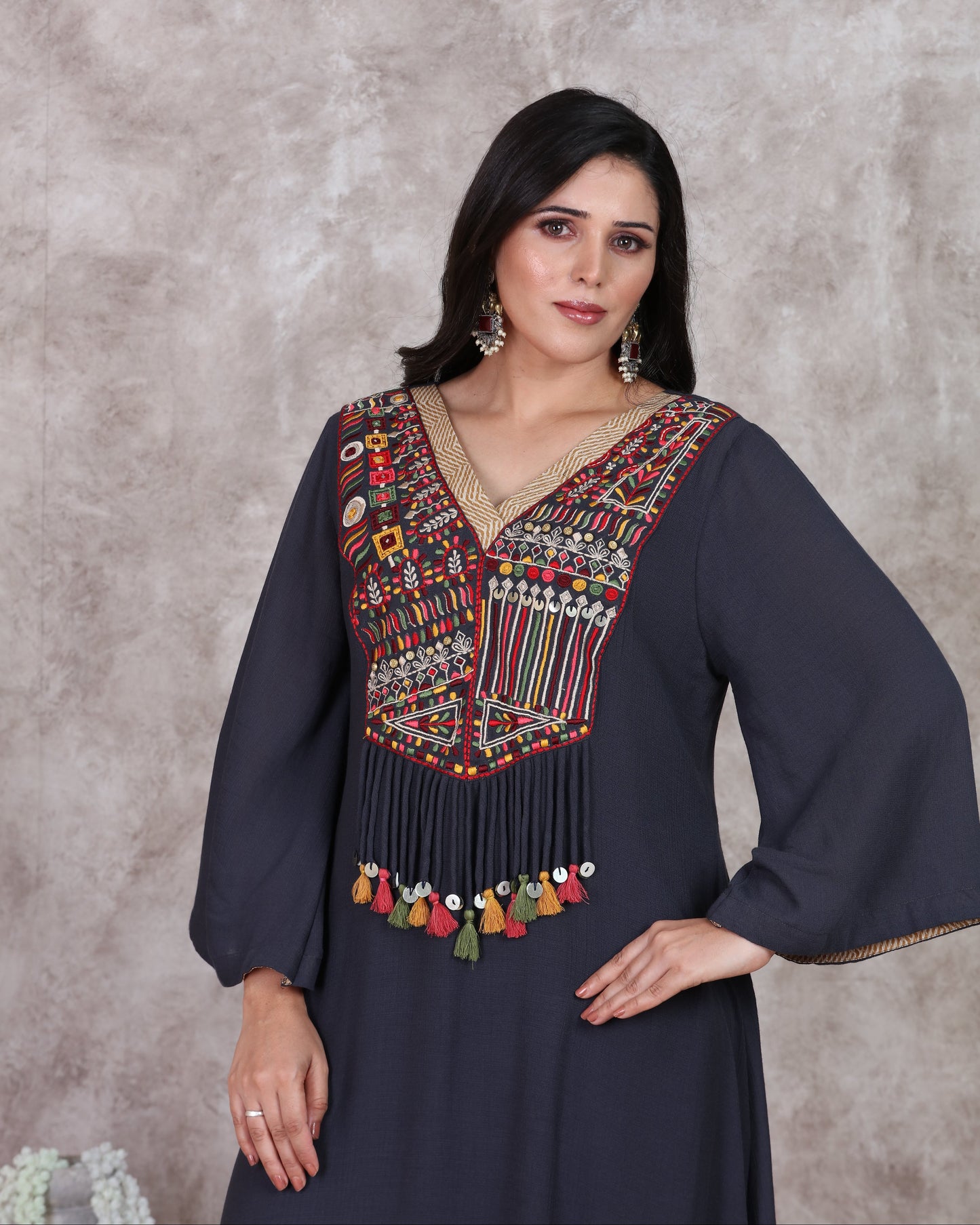 Grey A line Kurti Set