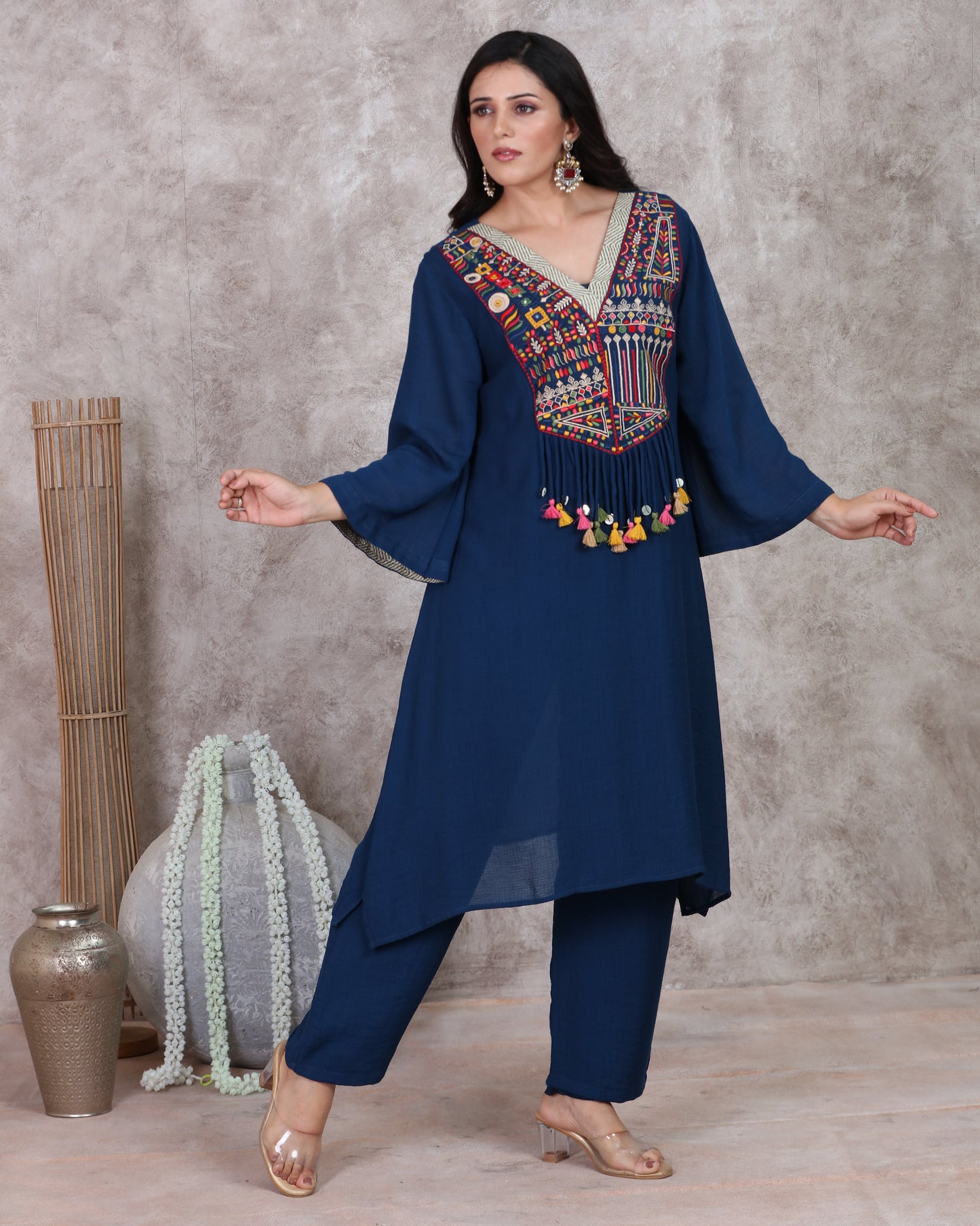Blue A Line Kurti Set