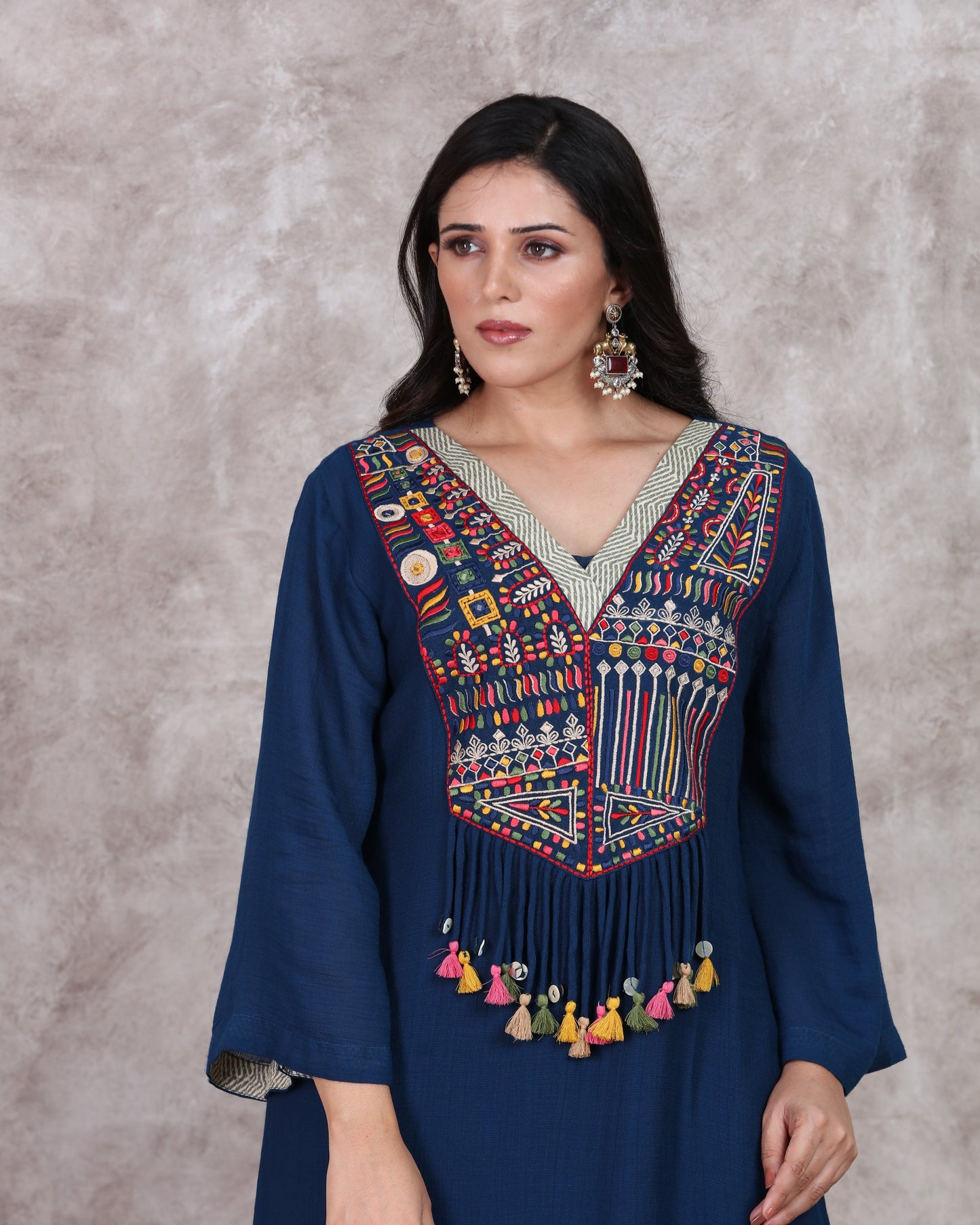 Blue A Line Kurti Set