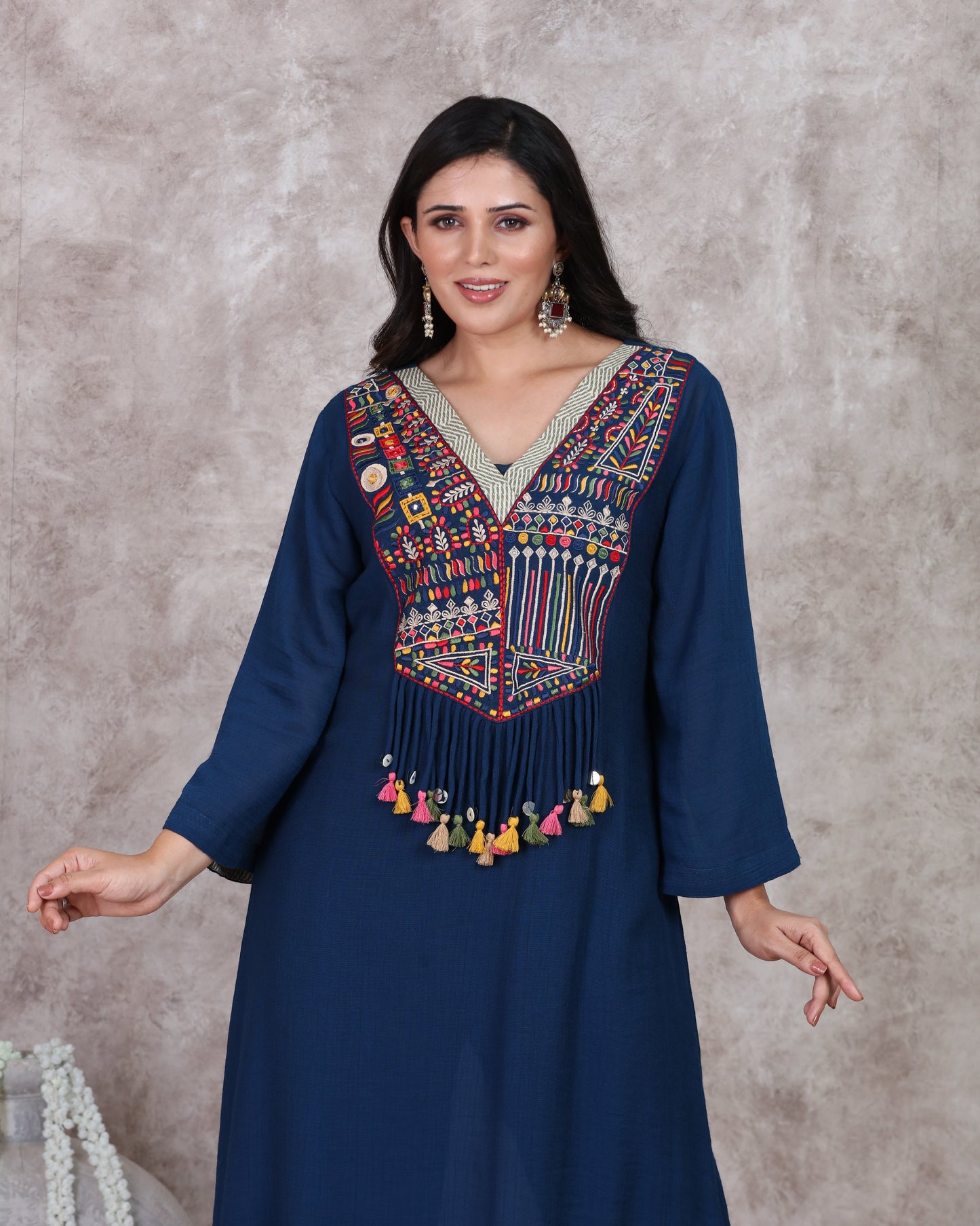 Blue A Line Kurti Set