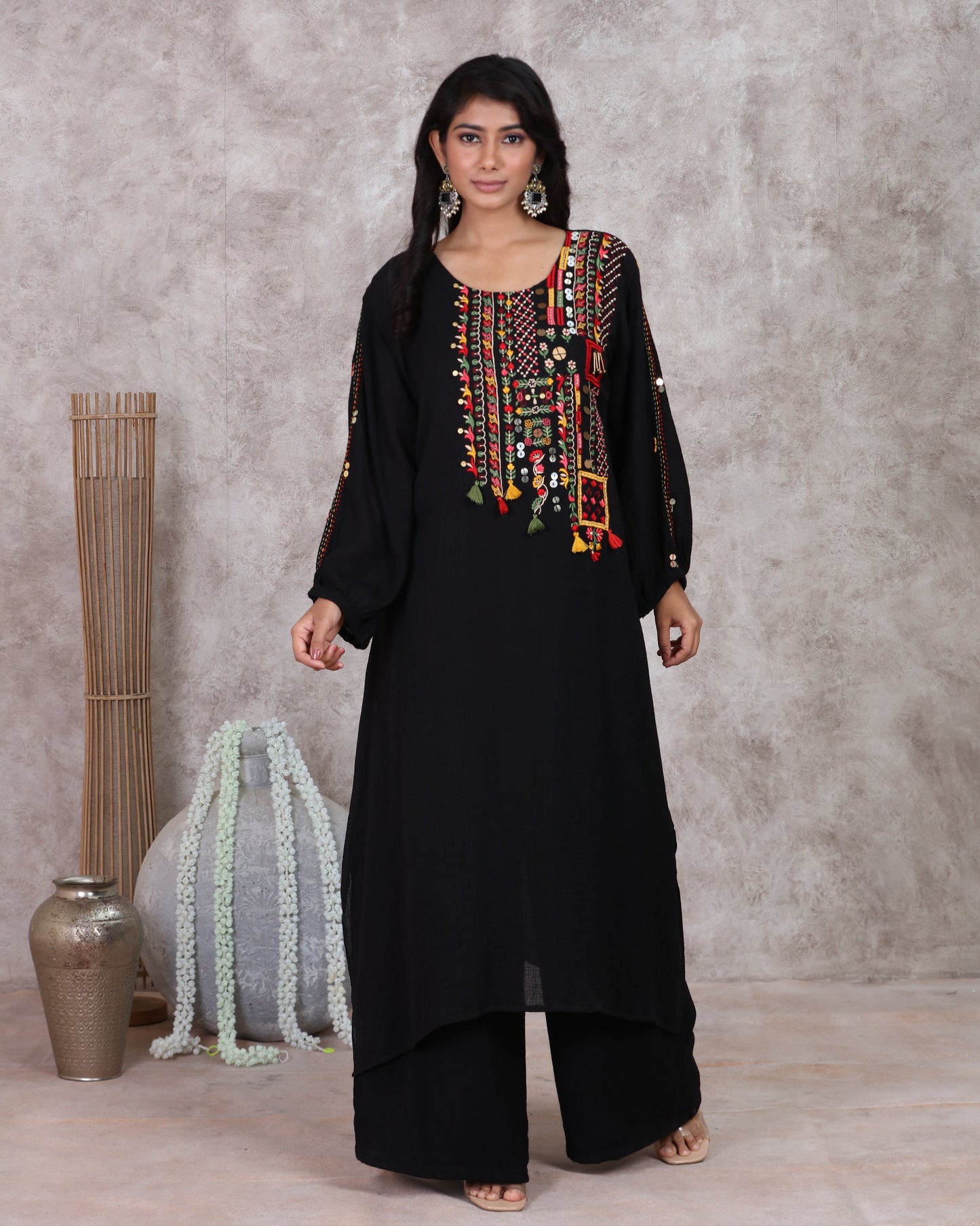 Black A Line Kurta Set