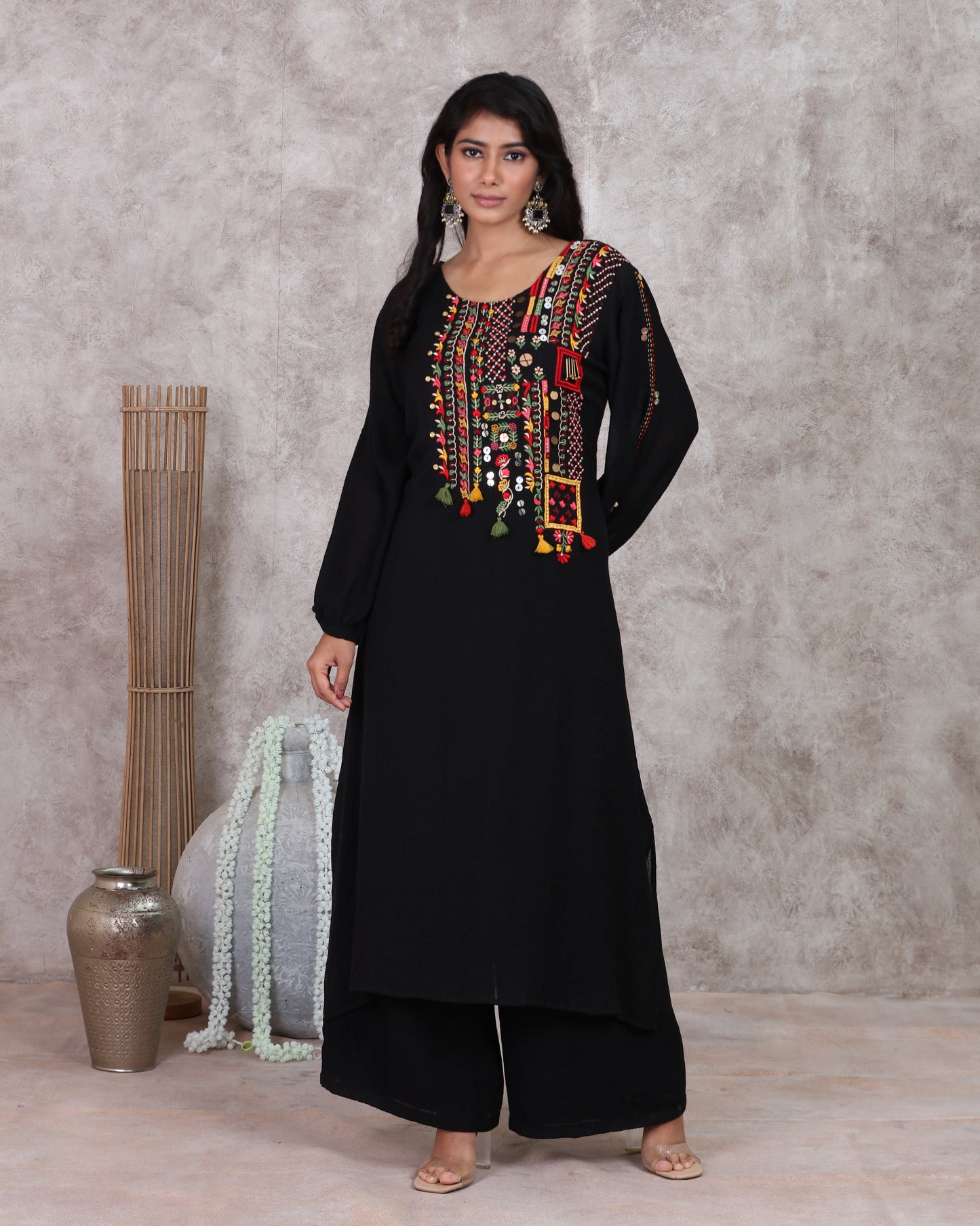 Black A Line Kurta Set