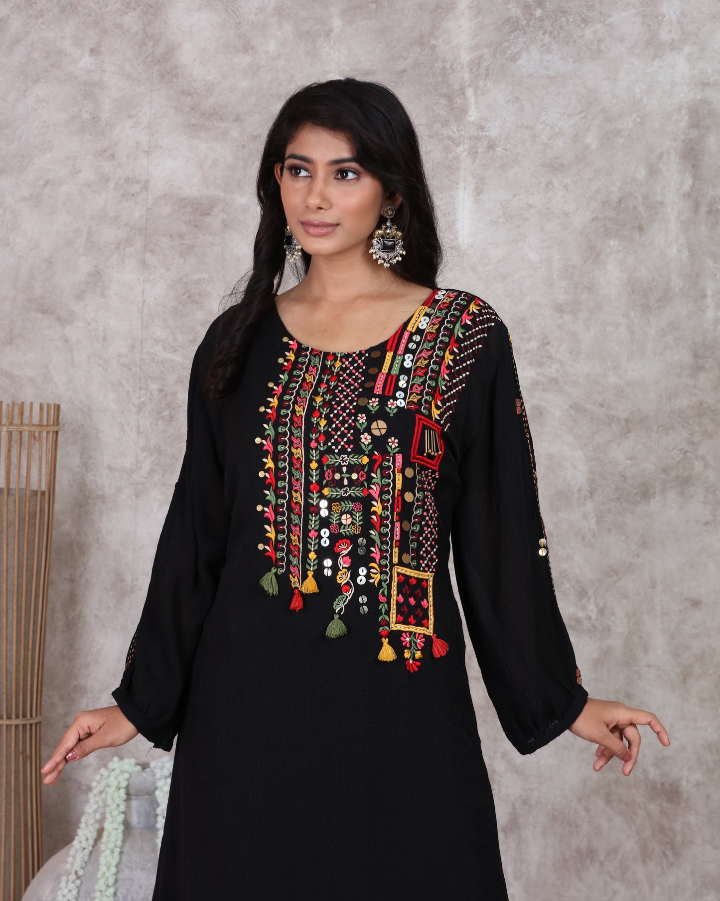 Black A Line Kurta Set