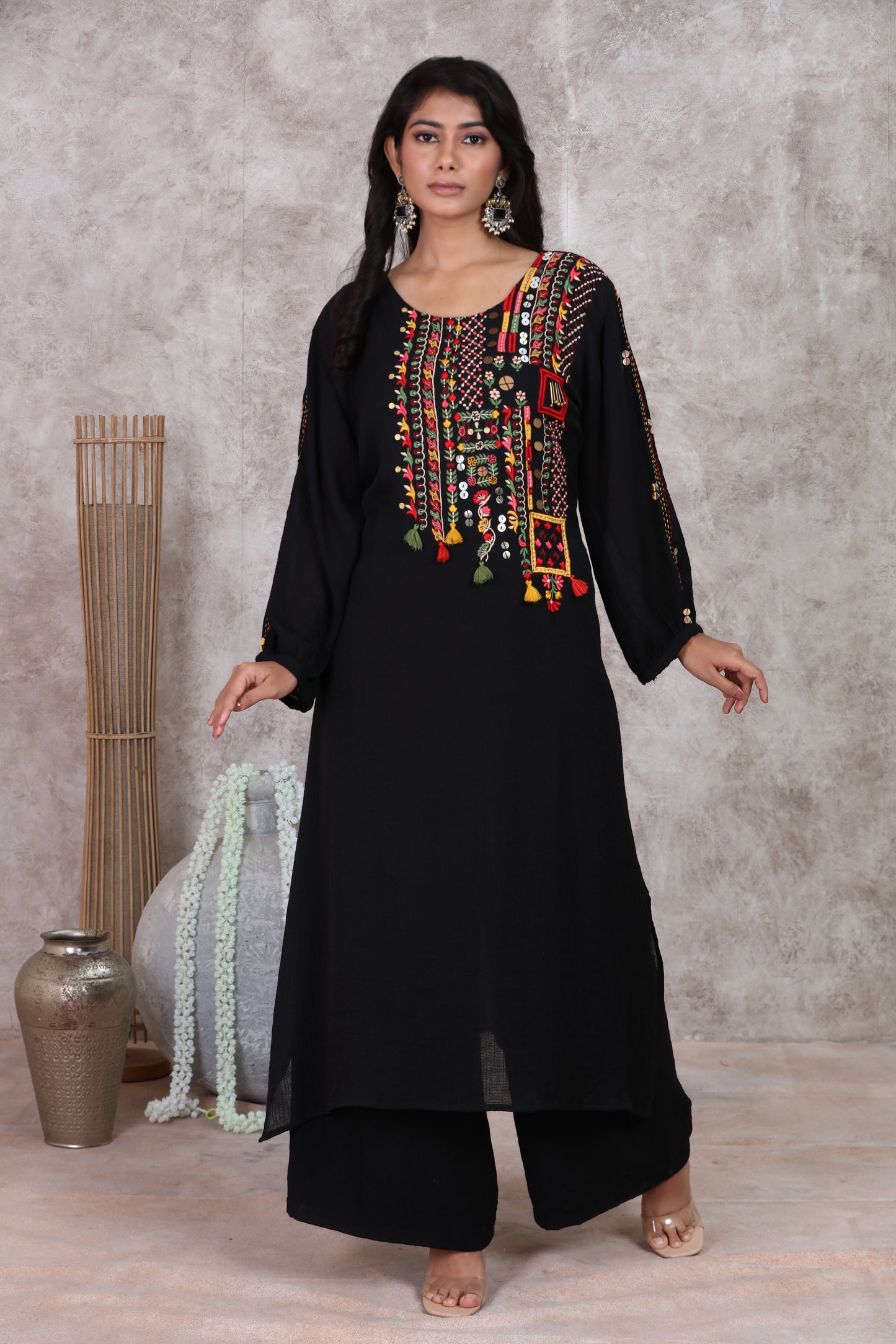Black A Line Kurta Set