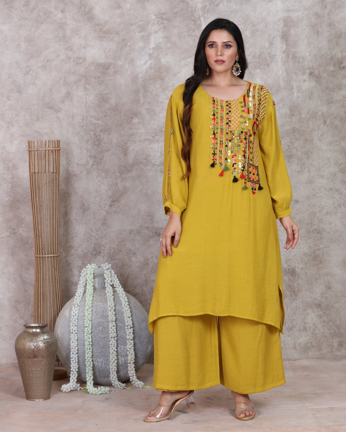 Yellow A Line Kurta Set