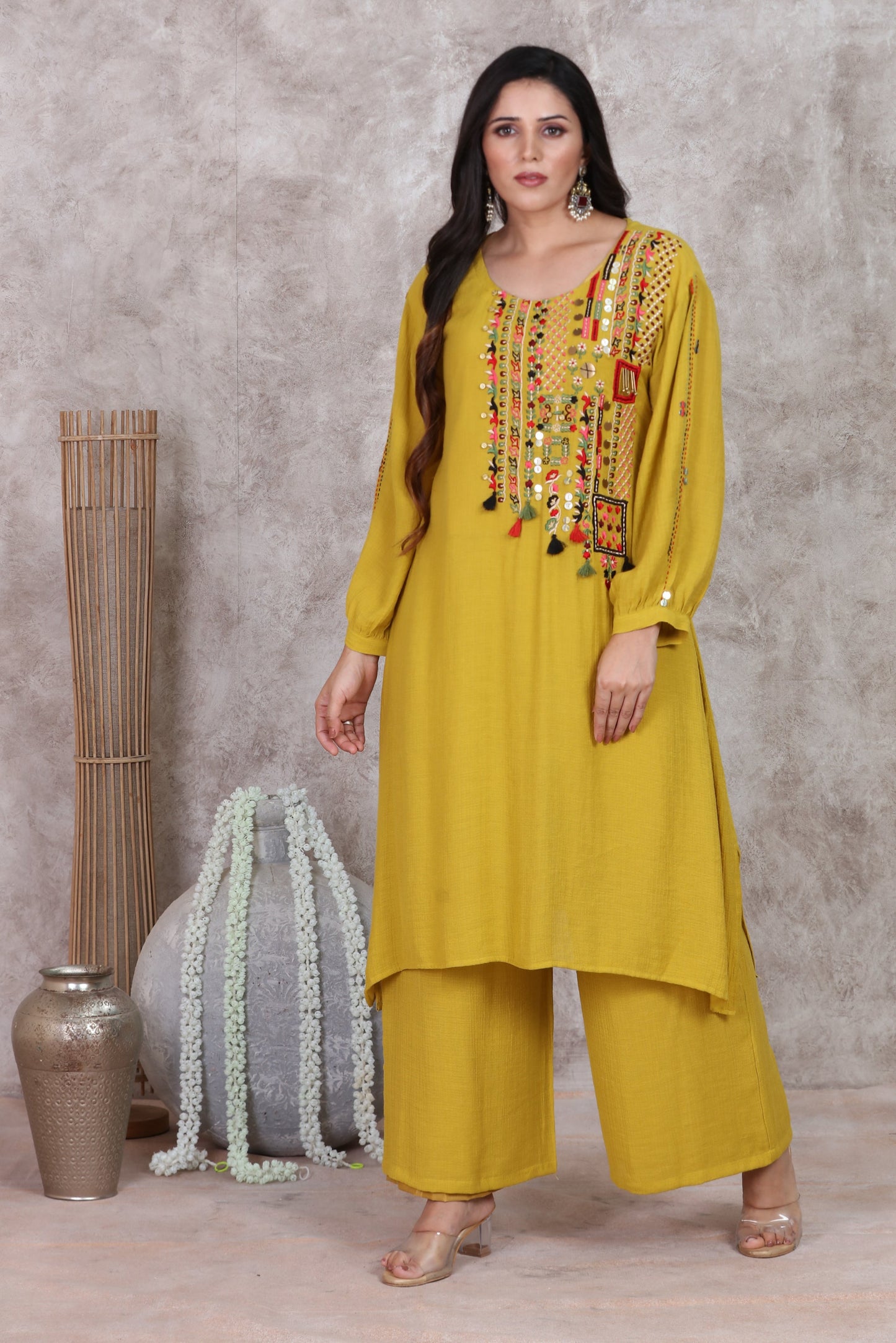 Yellow A Line Kurta Set