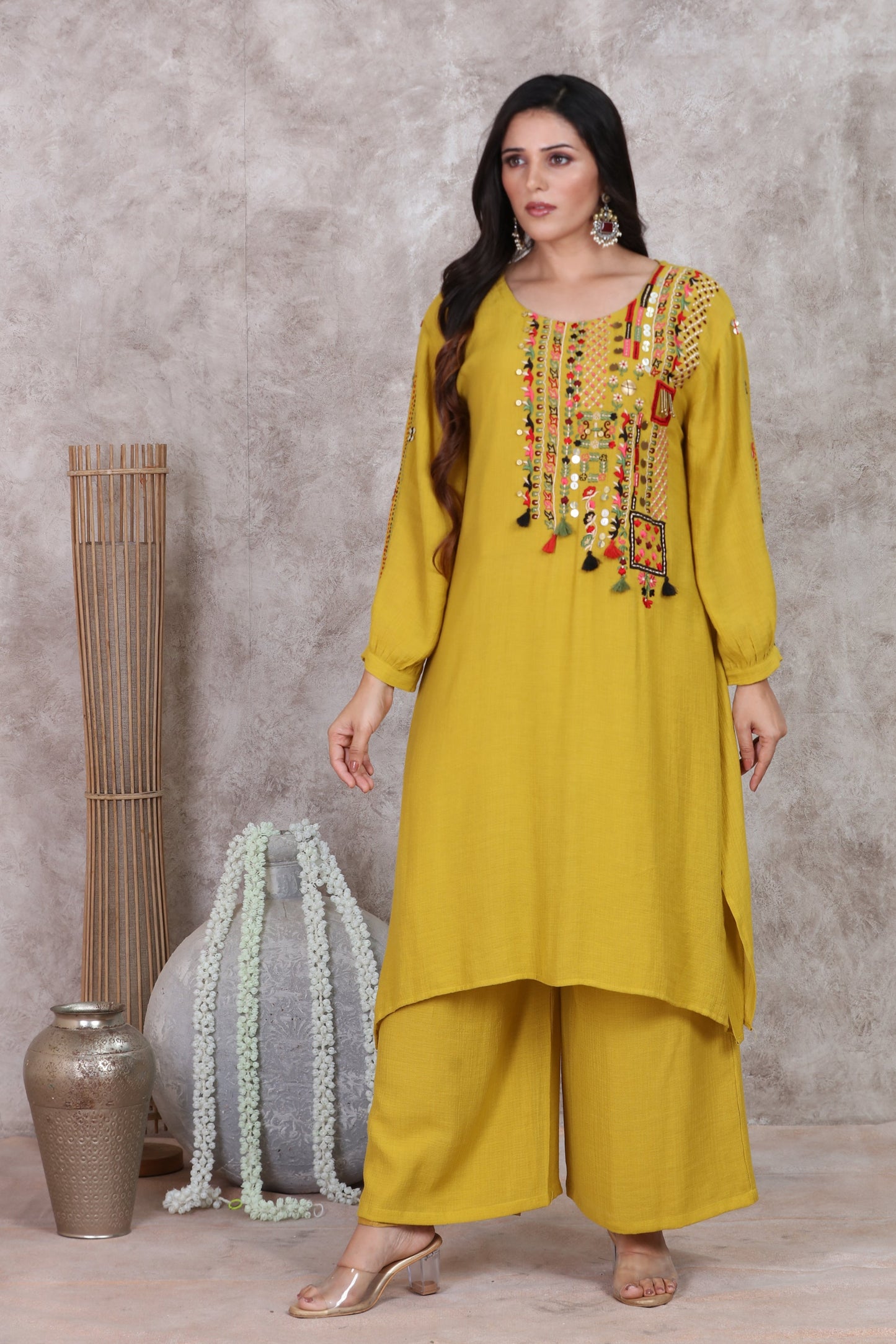 Yellow A Line Kurta Set