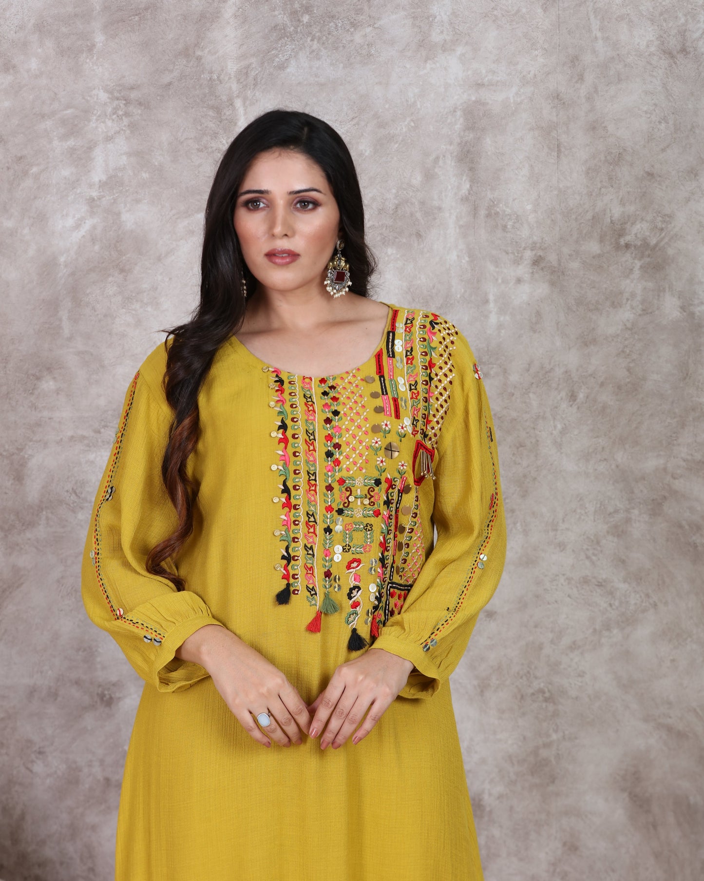 Yellow A Line Kurta Set