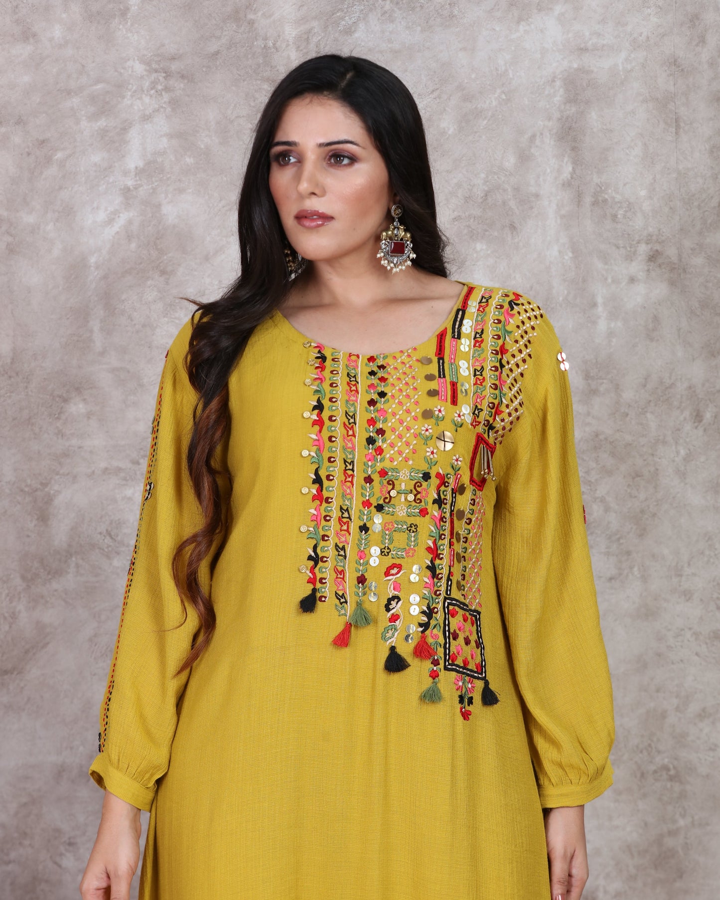 Yellow A Line Kurta Set