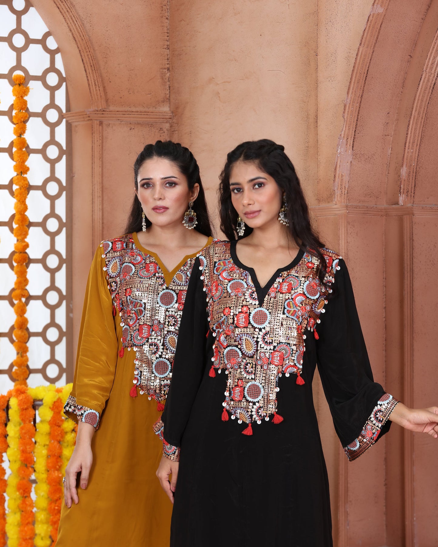 Black Short Anarkali Dhoti Set