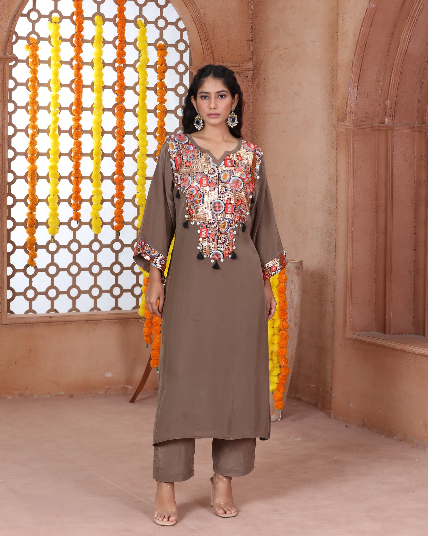 Taupe Kurti Set