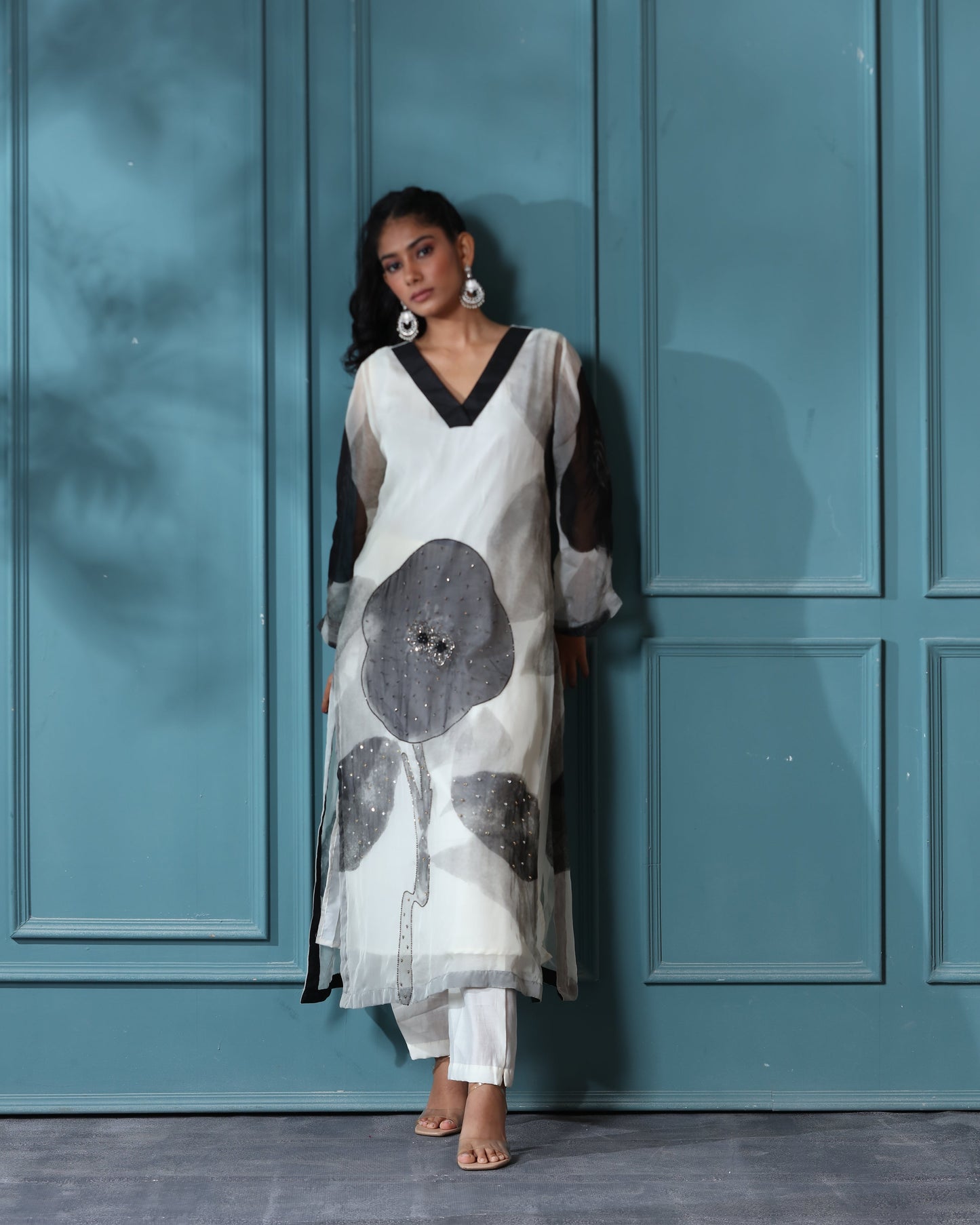 Off White Organza Kurti Set- 1