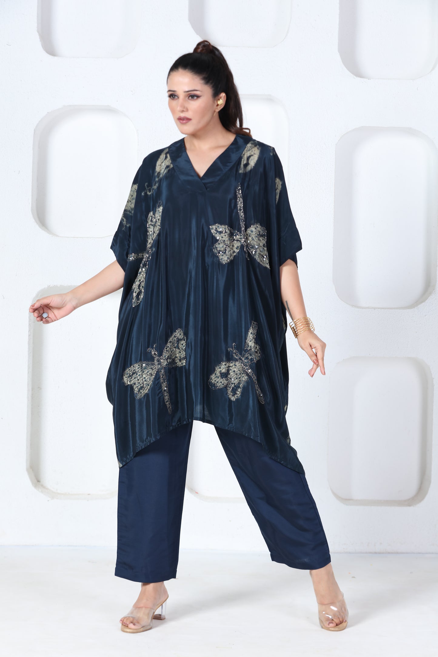 Indigo Printed Kaftan Set