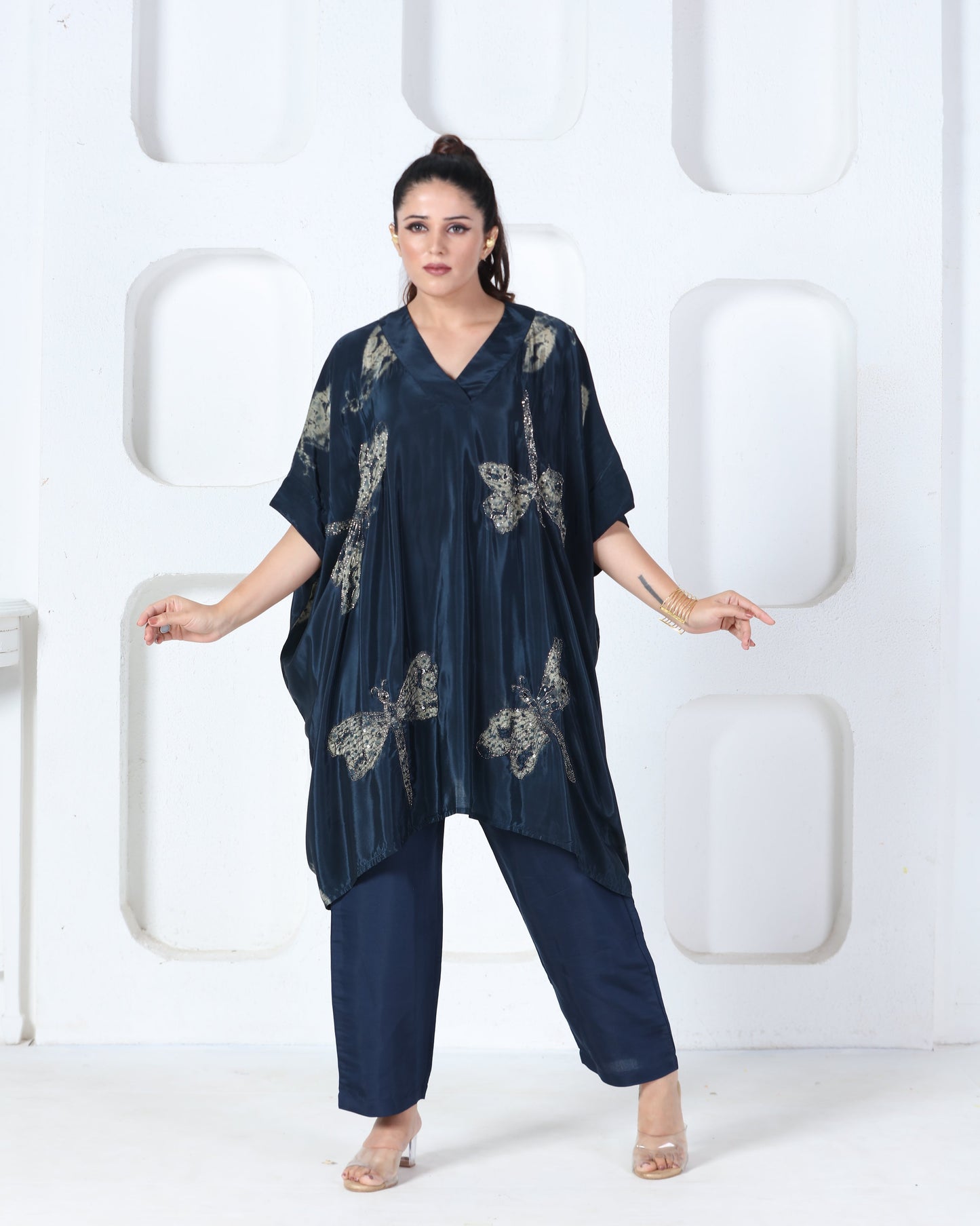 Indigo Printed Kaftan Set