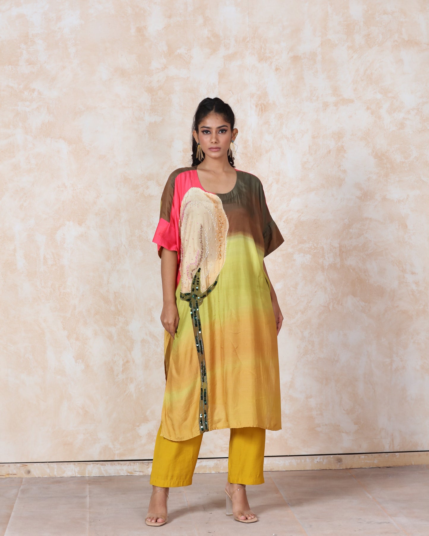 Floral Printed Muslin Kimono Kurti Set