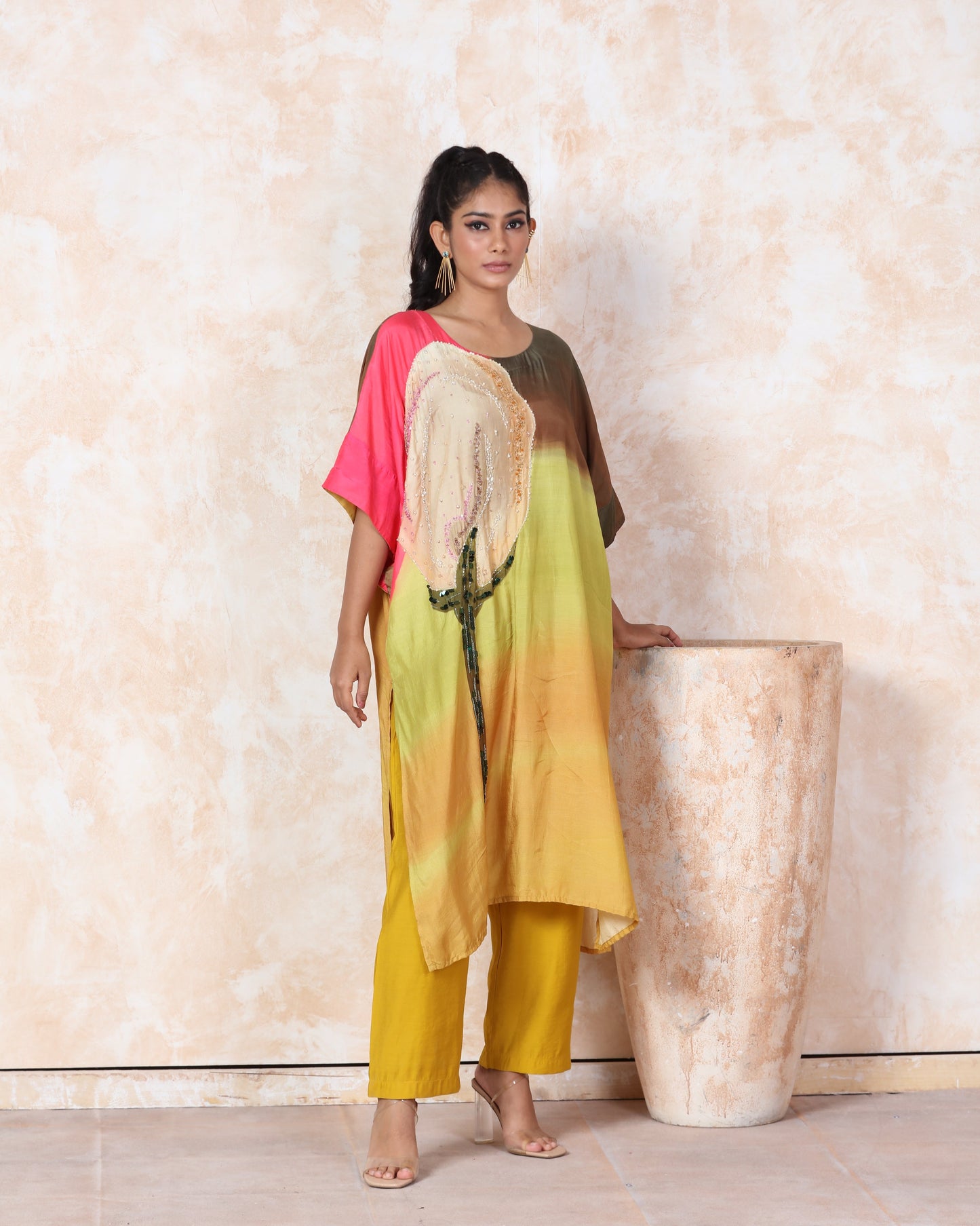 Floral Printed Muslin Kimono Kurti Set