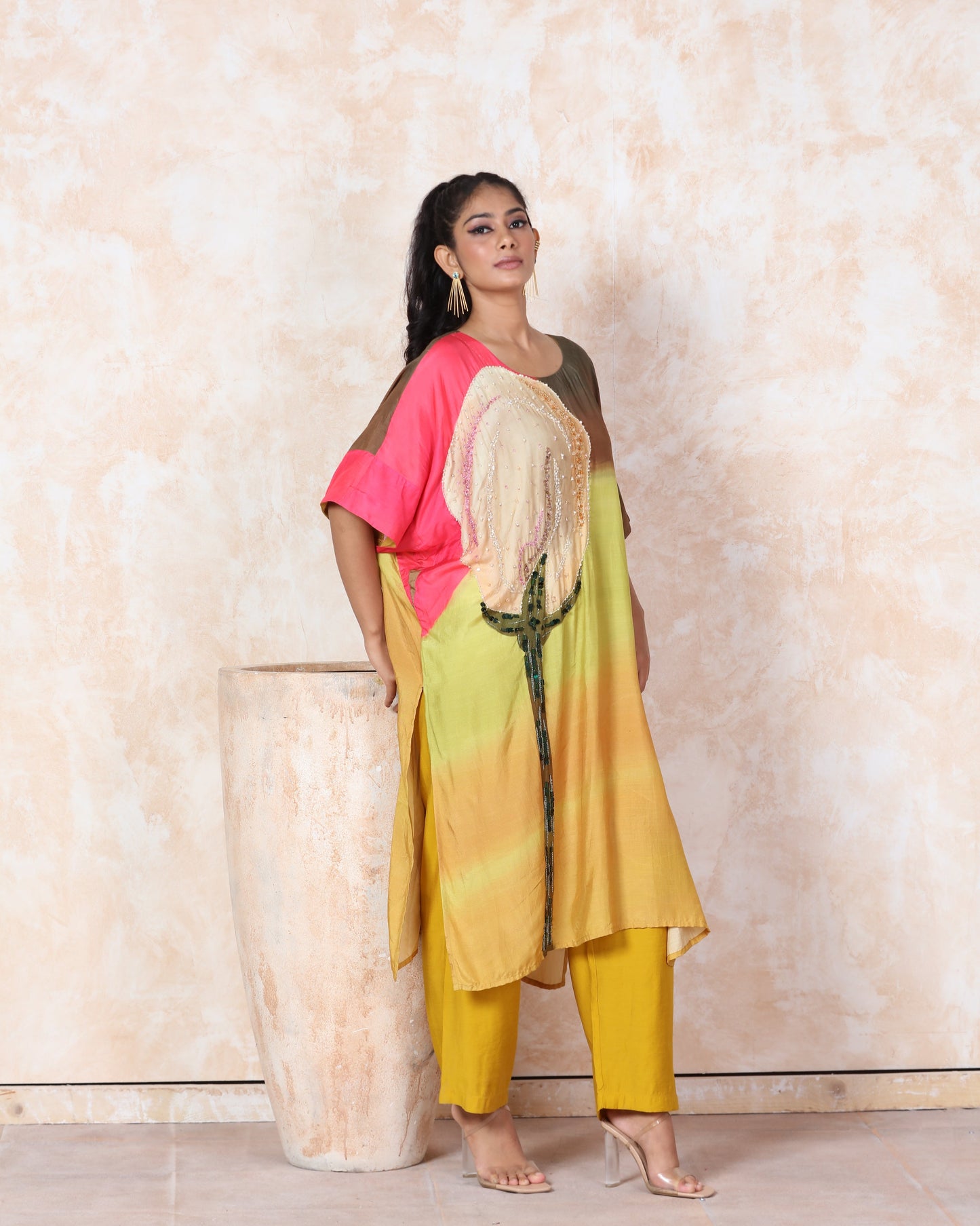 Floral Printed Muslin Kimono Kurti Set