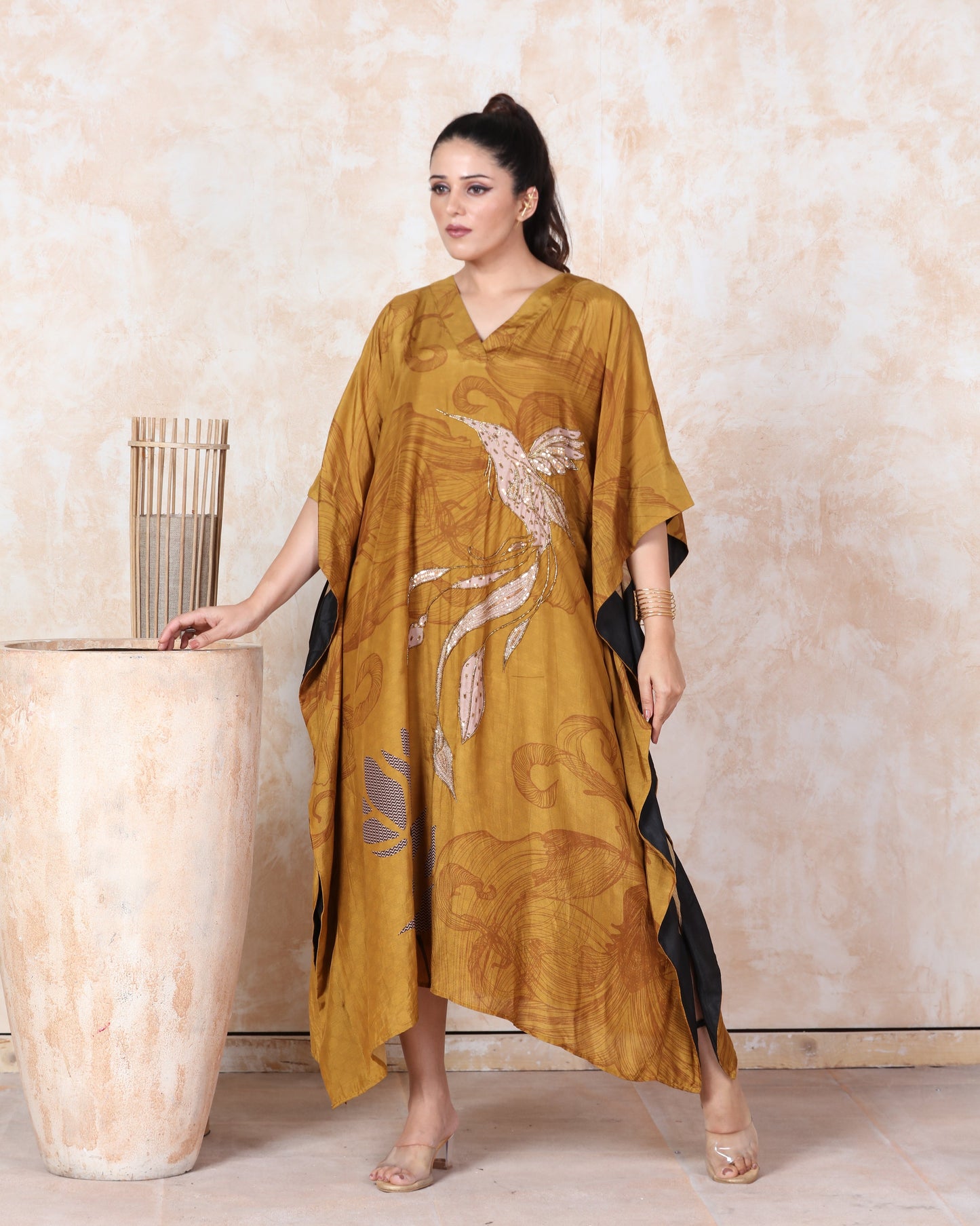 Mustard Printed Kaftan