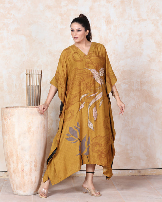 Mustard Printed Kaftan