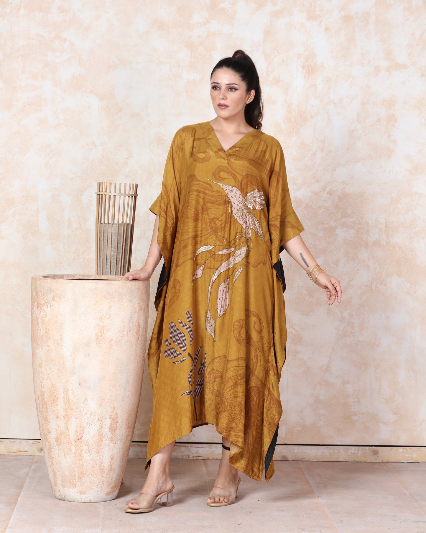 Mustard Printed Kaftan